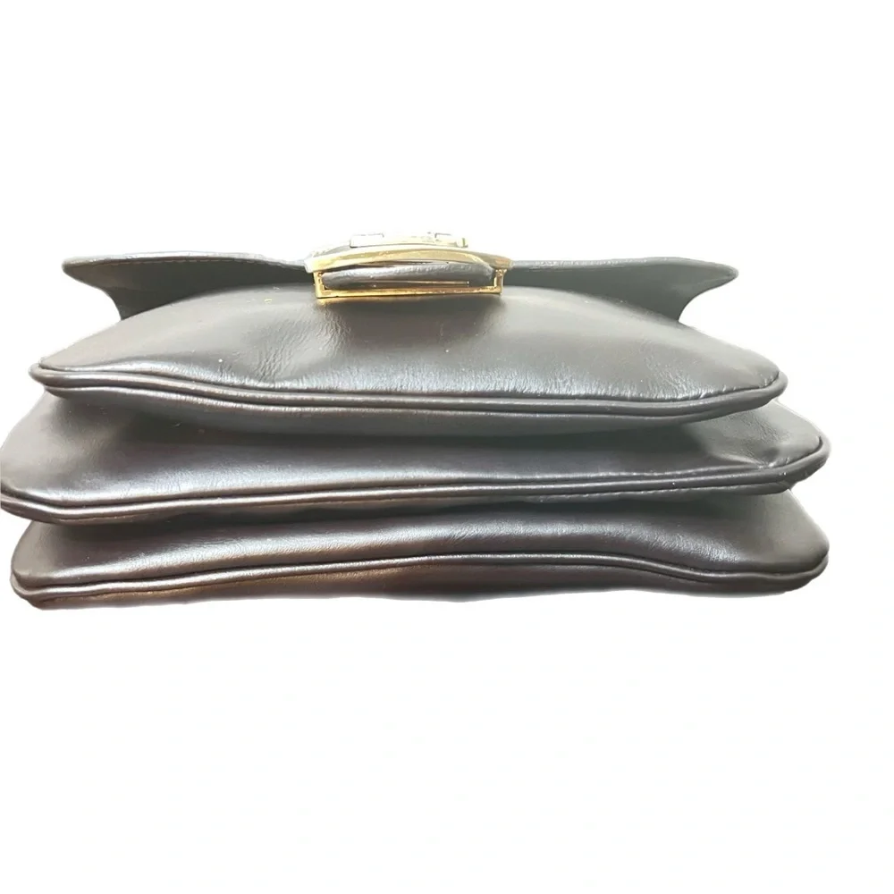 CELINE Signature Line Elegant Dark Brown Leather Shoulder Bag - Picture 5 of 13